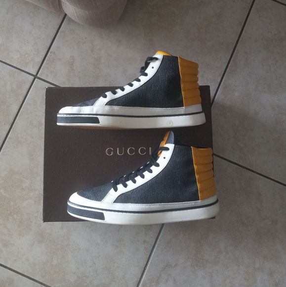 Gucci Supreme Monogram Limited Edition High Top Sneakers SZ 9G Code 3921… - Picture 10 of 16